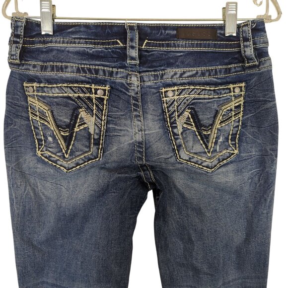 Vigoss Denim Capri Jeans‎ size 4 With Embroidered Pockets & Sequins Details - Picture 4 of 13